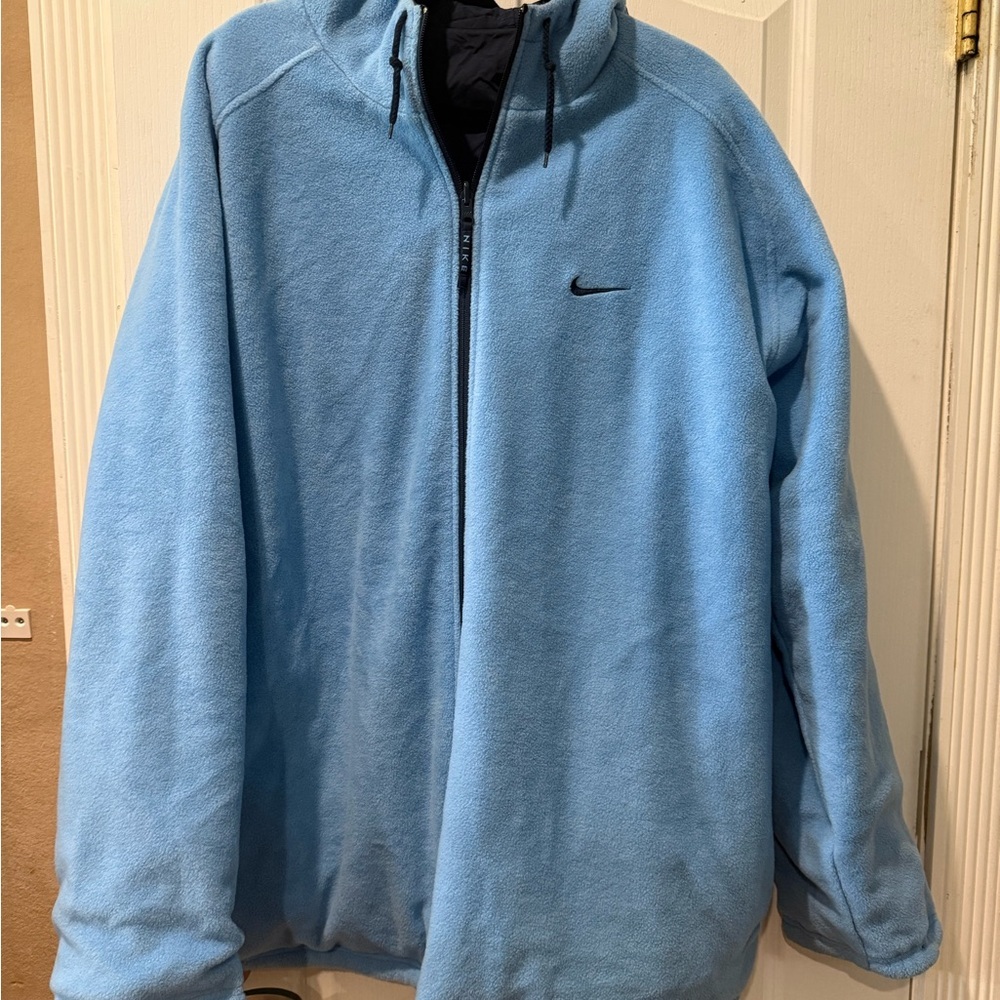 NIKE Men's Navy Windbreaker Fleece 2 In 1 Reversible Jacket Mens size XXL - Picture 5 of 9
